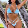 Bikini Sexy Crystal Diamond Bandage Solid Color Swimwear