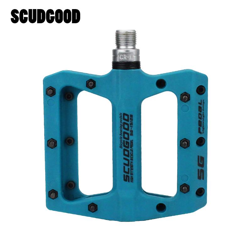 SCUDGOOD Bisiklet Pedalları Naylon Fiber Ultra Hafif Dağ Bisikleti Pedalı 4 Renk Büyük Ayak Yol Bisikleti Rulmanlı Pedallar Bisiklet Parçaları