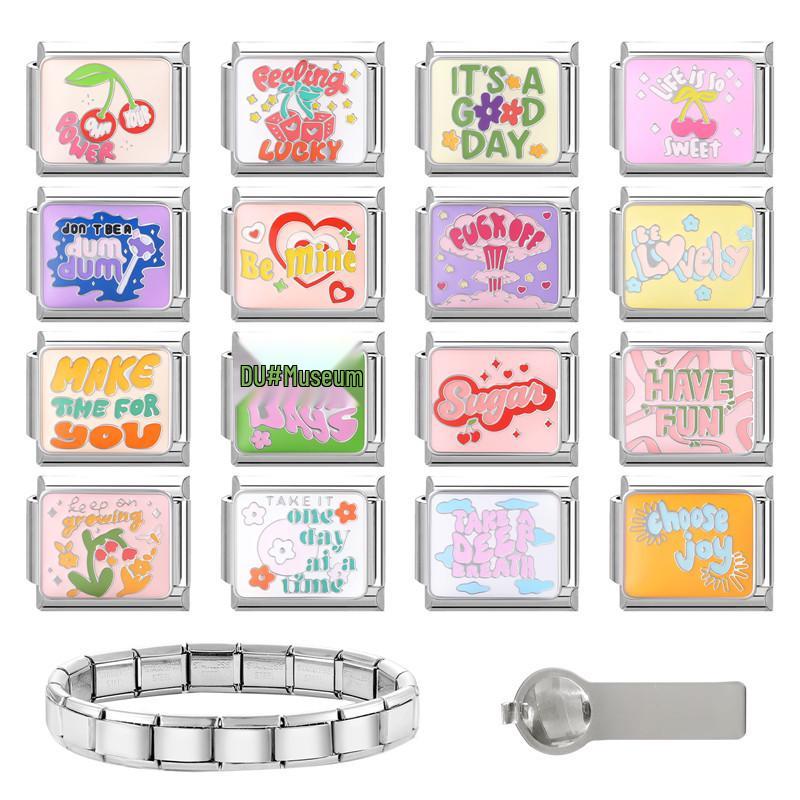 Modular Italian Alphabet Retro DIY Bracelet Ornaments