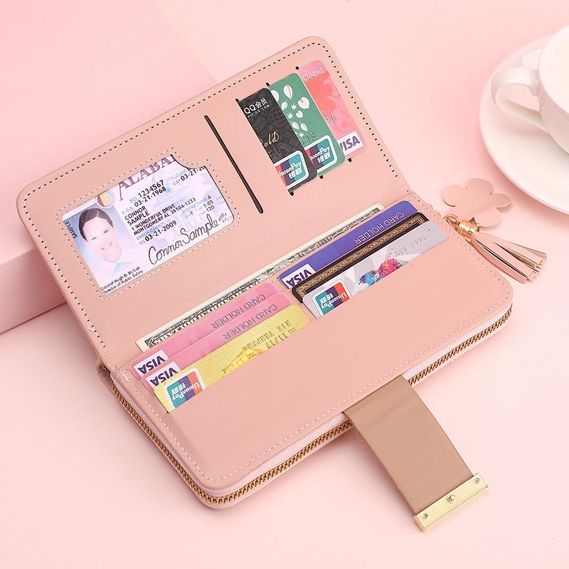 IELGY Women's Pink Wallet Long Section Large Capacity Rhombus