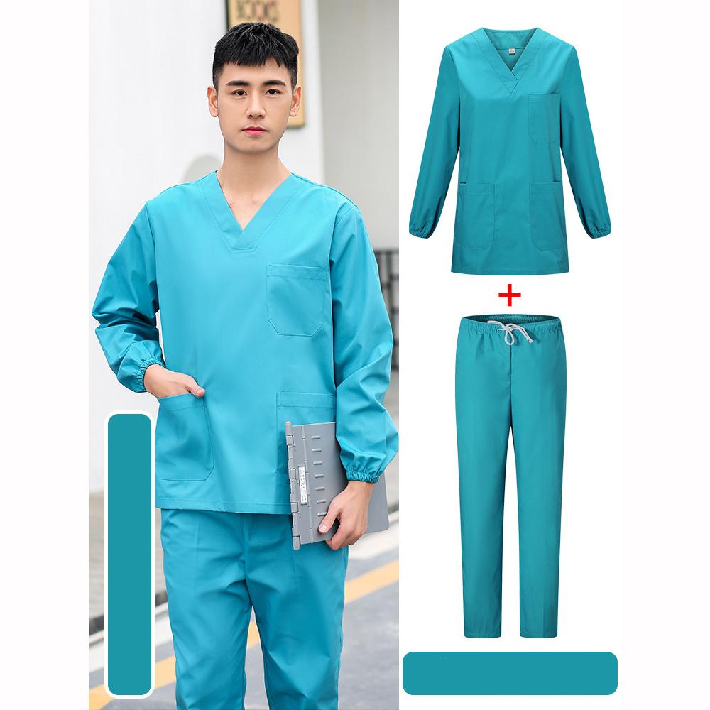 

Одежда для ручной стирки Мужские хирургические халаты с короткими рукавами Больничные халаты из полиэстера Комплекты больничных чистящих халатов Длинная рабочая одежда XXL