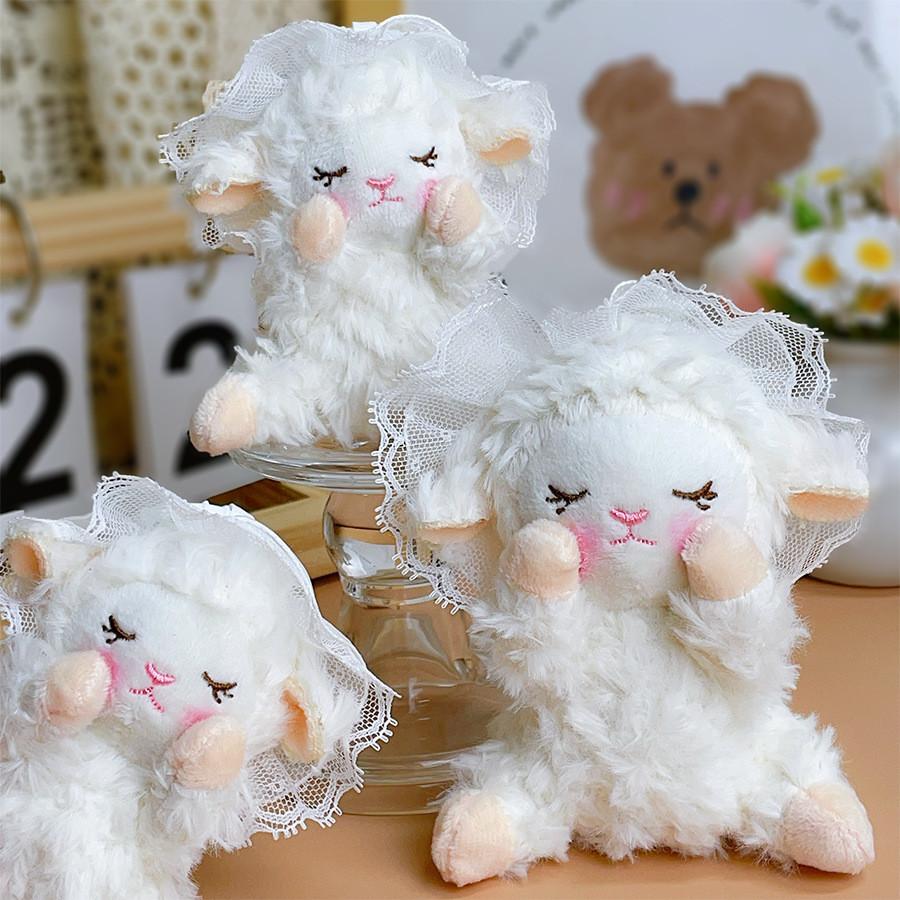 Plush Sheep Keychain With Tulle Headscarf Cute Animal Bag Charm For Kids Teen Gift