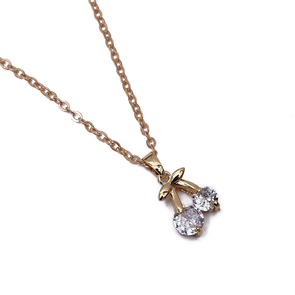 Copper Plated Zircon Cherry Pendant Diy Hair Accessories Necklace, Jewelry Accessories, Clothing Collarbone Chain Pendant