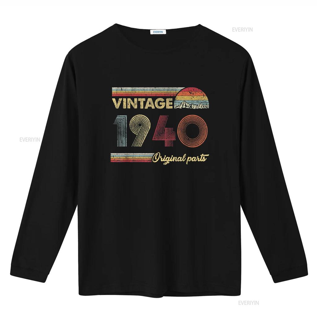 Retro Original Parts 80th Vintage 1940 Birthday T Shirt vintage Washed Stretched graphic streetwear Top For Everyday Wear