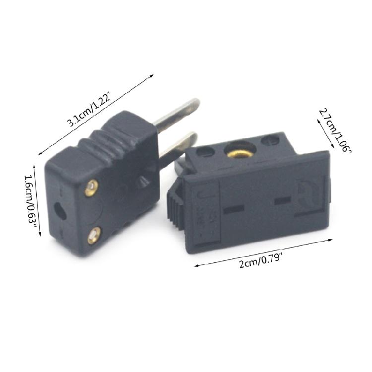 1 Pair Male & Female Thermocouple Plug Adapter Cable Wire Connector J-Typ