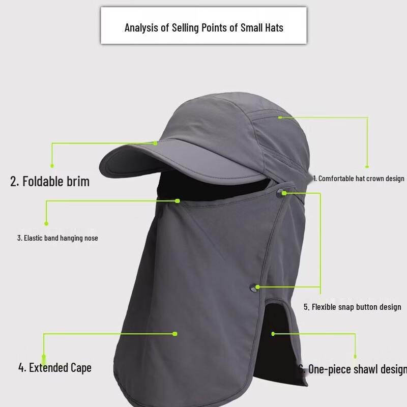 Unisex UPF50+ Sun Protection Cycling Cap with Detachable Neck & Face Mask
