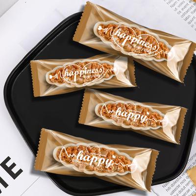 100 unidades de embalagem de barco de arroz glutinoso crocante com nozes e caramelo, biscoitos de nougat retangulares, sacos de selagem para máquina