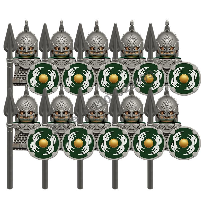 Mittelalterliche Actionfiguren Baustein Burg Miliz Tempelritter Römischer Infanteriesoldat Kreuzritter Spartaner Krieger Ziegelstein