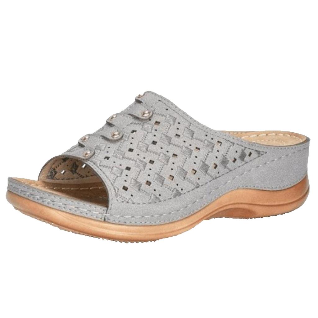 Womens Shoes Wedges Sandalias Hollow Out Solid Peep-toe Slippers