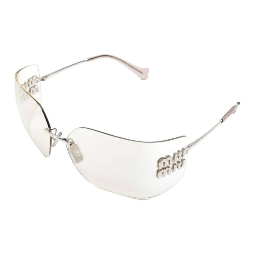 Miu Miu Curved Rimless Lens Irregular Shape Sunglasses Women sunglasses Steel SMU54Y-1BC10F