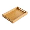 Rectangular Bamboo Serving Tray with Raised Edge Versatile Metal Handles
