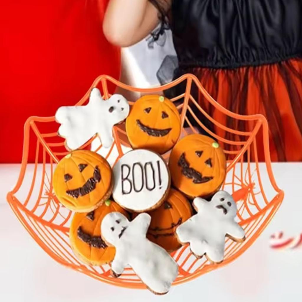 1pc-Halloween Candy Basket Spider Web Bowl Cookies Fruit Basket Trick or Treating Decorating Halloween