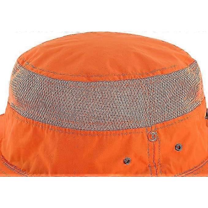 Outdoor Mesh Sun Hat Wide Brim UV Protection Fishing Hiking Hat, Orange