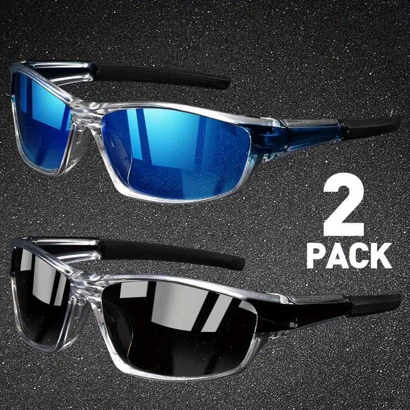 2pcs Sports Polarized Sunglasses for Men Lightweight Night Vision Male Shades Cycling Driving Fishing Fashion Mirror Sunglasses