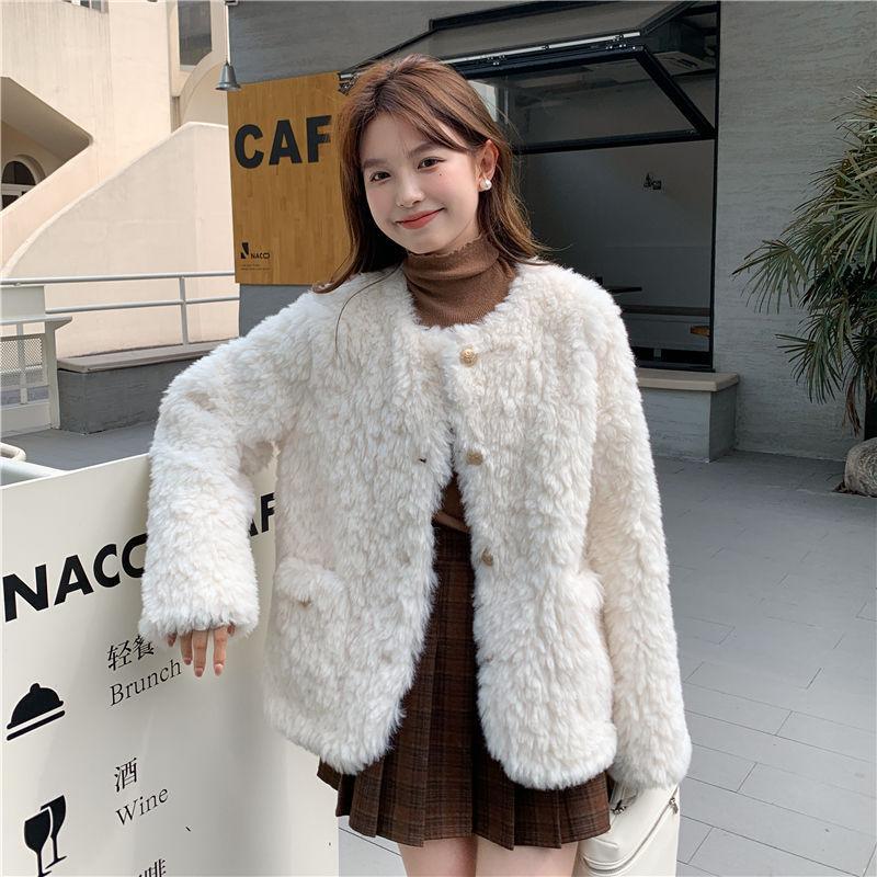 

Пальто из искусственного меха ягненка женское зимнее новое утолщенное свободное пушистое темпераментный топ XL 125-70 kg