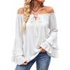 Women's Elegant Off Shoulder Long Sleeve Floral Blouse, Loose Fit Casual Top