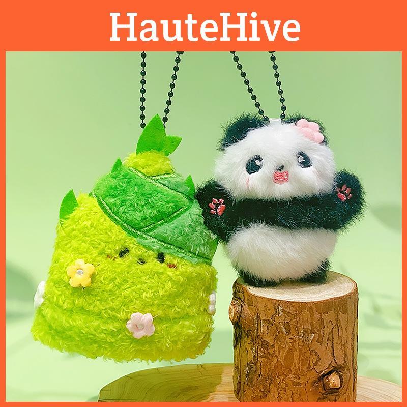 Bamboo Shoot Handheld Flower Panda Cute Plush Keychain Pendant Boys Gift Girls