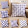 Simple Purple Plaid Print Cushion Cover Short Plush Double-Sided Print Square Throw Pillow Covers Sofa Home Cushion Decor