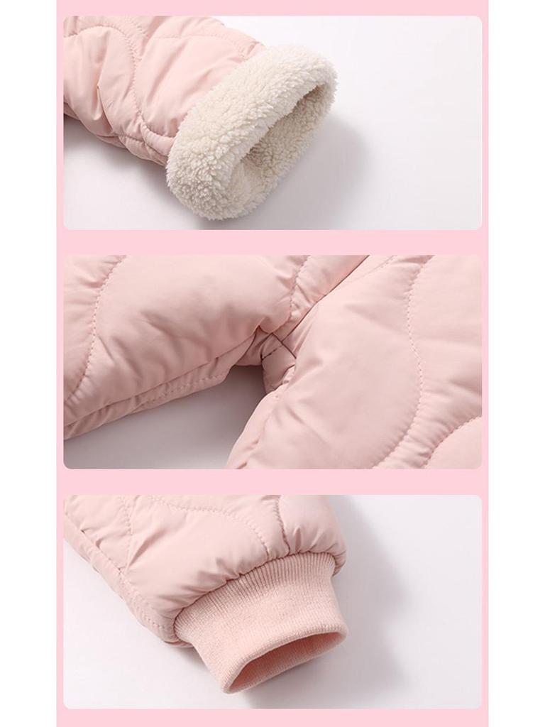 2025 Herbst/Winter Mädchen Baumwollanzug mit Fleecefutter: Modischer, verdickter Mantel für kleine und mittlere Kinder mit super niedlichem Baumwollfutter