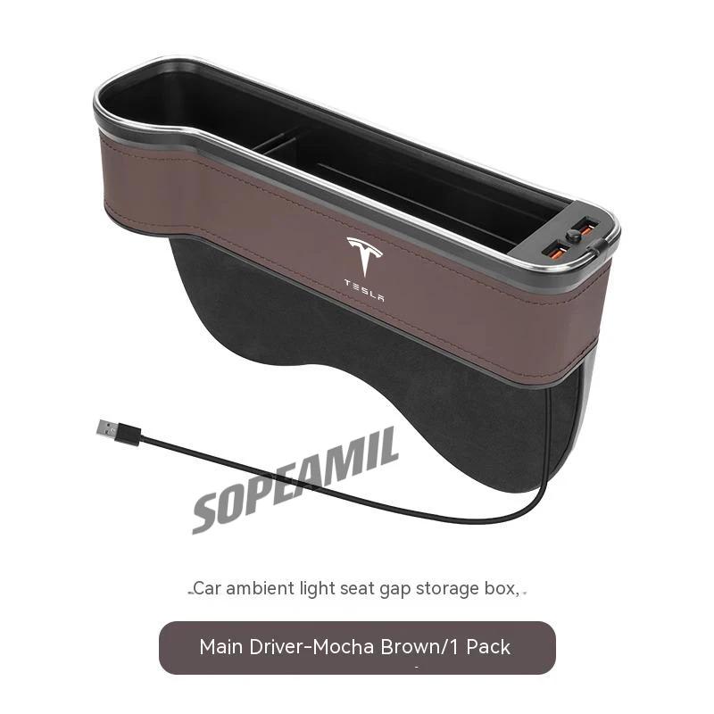 

Car USB Colour Lamp Seat Multifunctional Storage Case Seat Gap Box For Tesla Cybertruck Model 3 Model Y Model S Model X Roadster