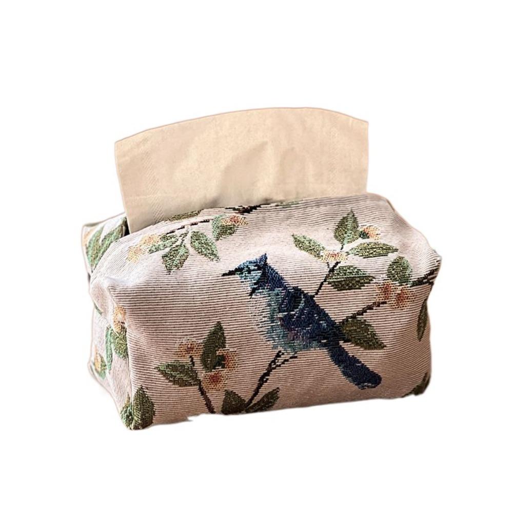 

Flower Pattern Desktop Tissue Bag Polyester Retro Tissue Box Pattern Tissue Bag Paper Storage бежевый