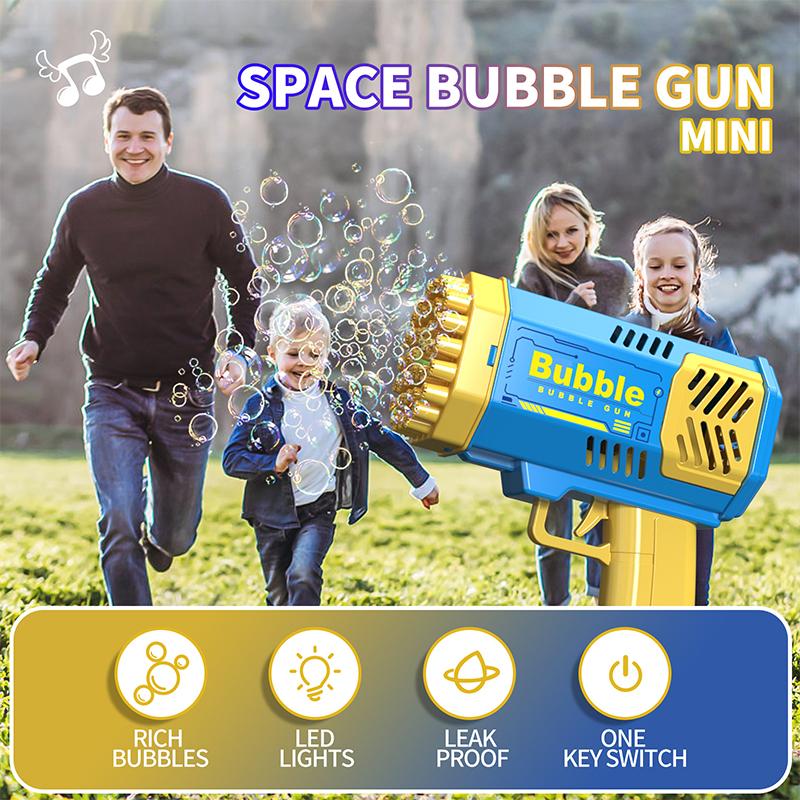 Children'S 40 Hole Handheld Portable Electric Automatic Bubble Gun Toy With Light Parent Interaction No Battery Bubble Water