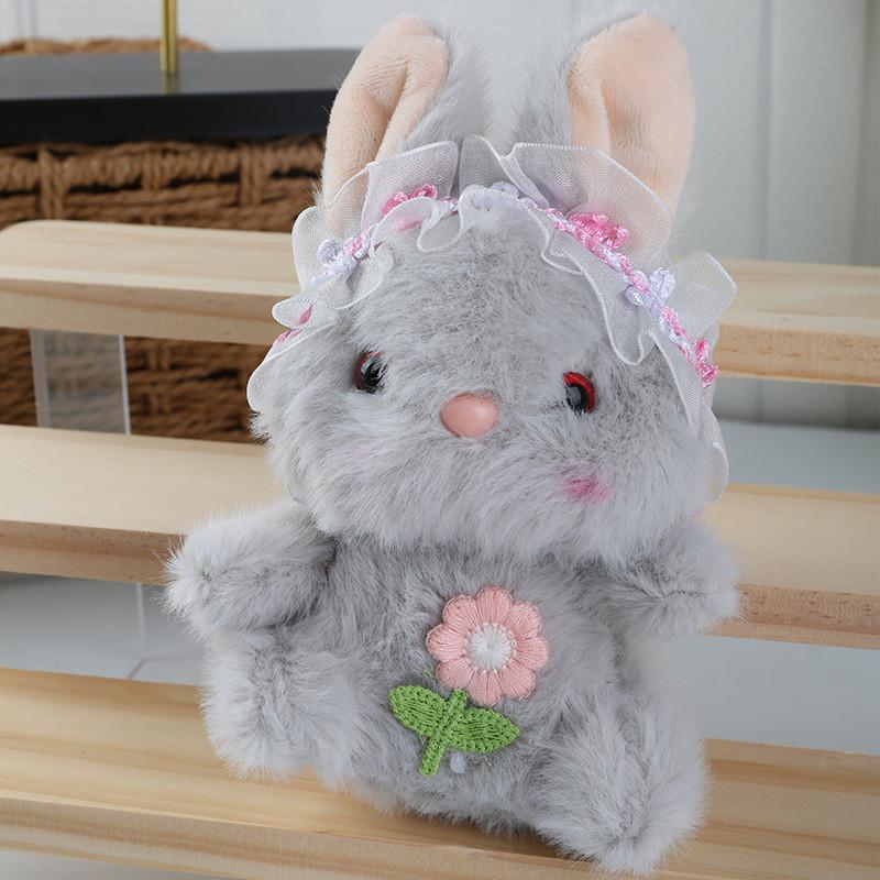 Embroidery Cute Flower Lace Headwear Cartoon Rabbit Plush Toy Pendant Kids For