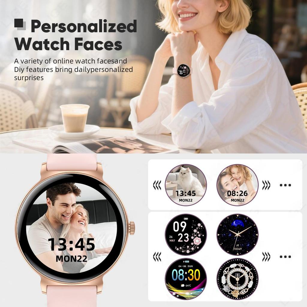 LIGE Damski Smartwatch Połączenia Bluetooth Monitorowanie Zdrowia Wodoodporny Sportowy Smart Bransoletka Prezent dla Dziewczyny
