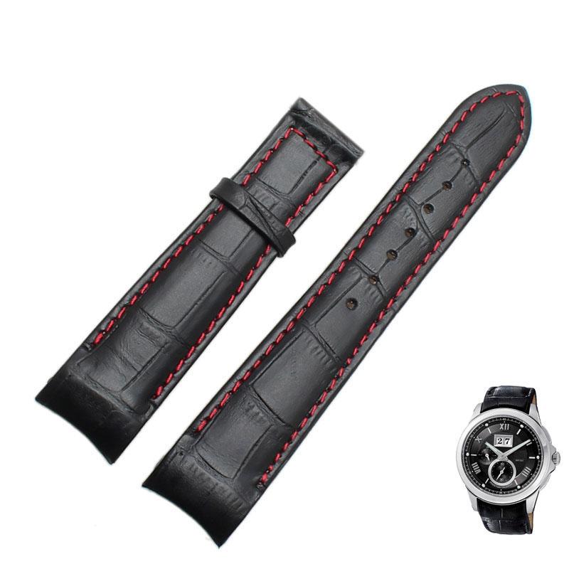 Curved End Men's Watchband for Citizen BL9002-37 05A BT0001-12E 01A Watchstrap Genuine Leather with Butterfly Buckle 20 21 22mm