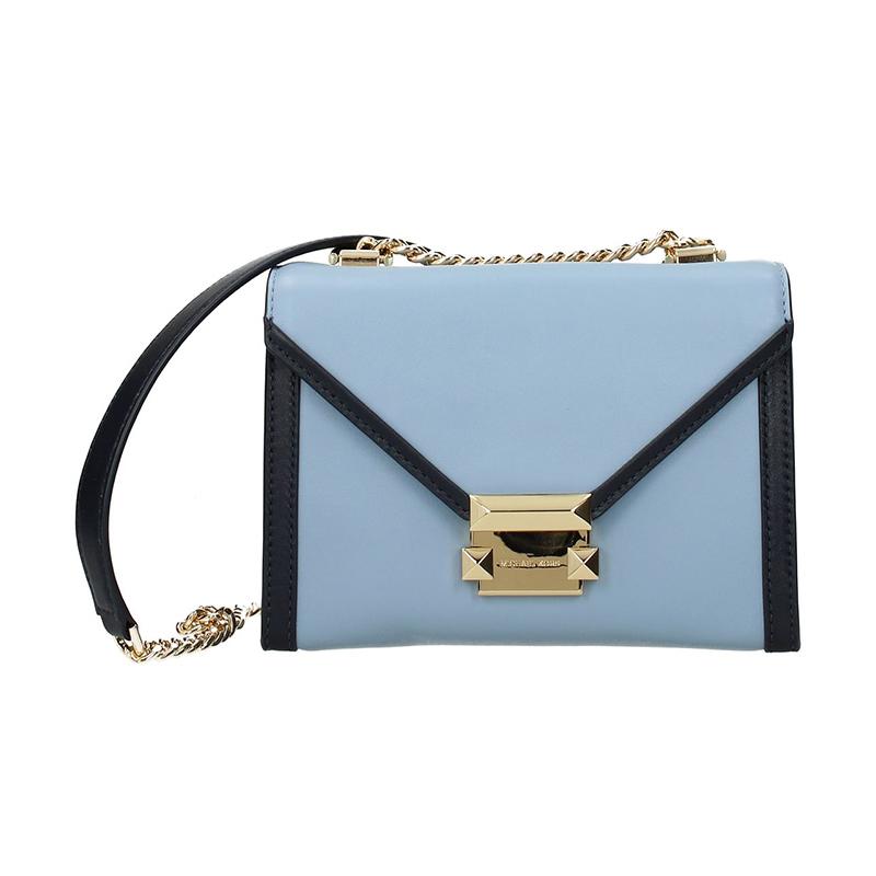 MICHAEL KORS Whitney Whitney Gold Buckle Chain Envelope Bag Commuting Flap Shoulder Leather Crossbody Bag Women s Blue синий