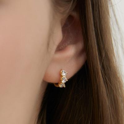 (925 Silver) Crystal A-Line Hoop Earrings EC3160