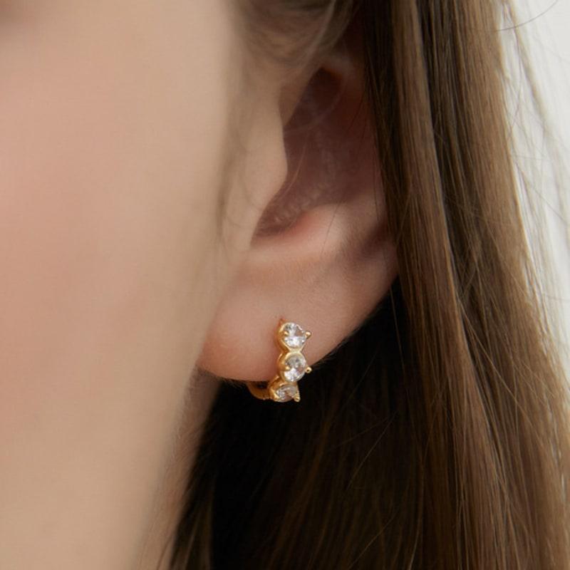 

TATIANA (925 Silver) Crystal A-Line Hoop Earrings EC3160 Gold Plated