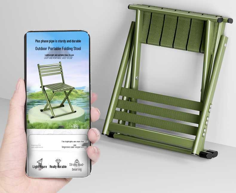Portable Ultralight Folding Stool with Backrest - Dual-Use for Camping, Fishing, and Barbecue