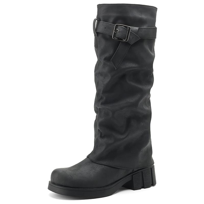 

Черные Коричневые Сапоги до Колена Женские Зимние Осенние Туфли Женская Мода Плиссированная Пряжка Длинные Женские Сапоги для Верховой Езды 2024 Новые Тренды 41