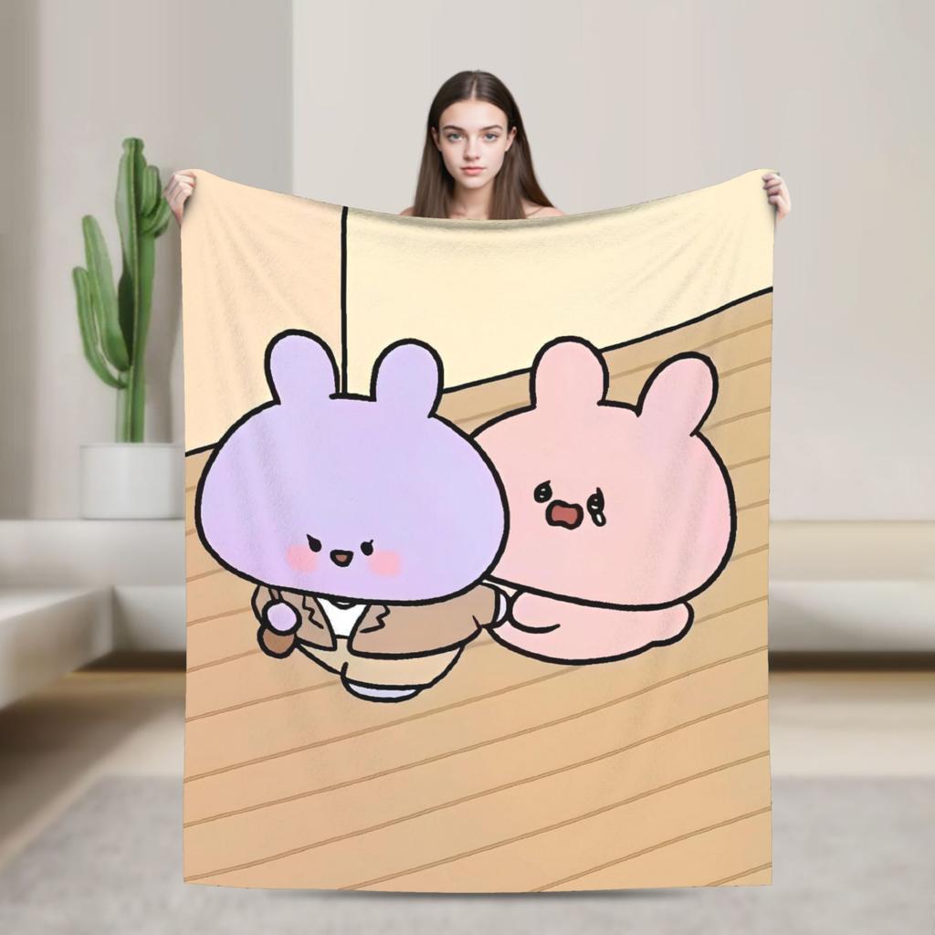 Asamimichaan Cute Asamimi Blanket Soft Warm Street Trend Plush Throw Blanket For Couch Bed Picnic Flannel Bedspread Bed Cover