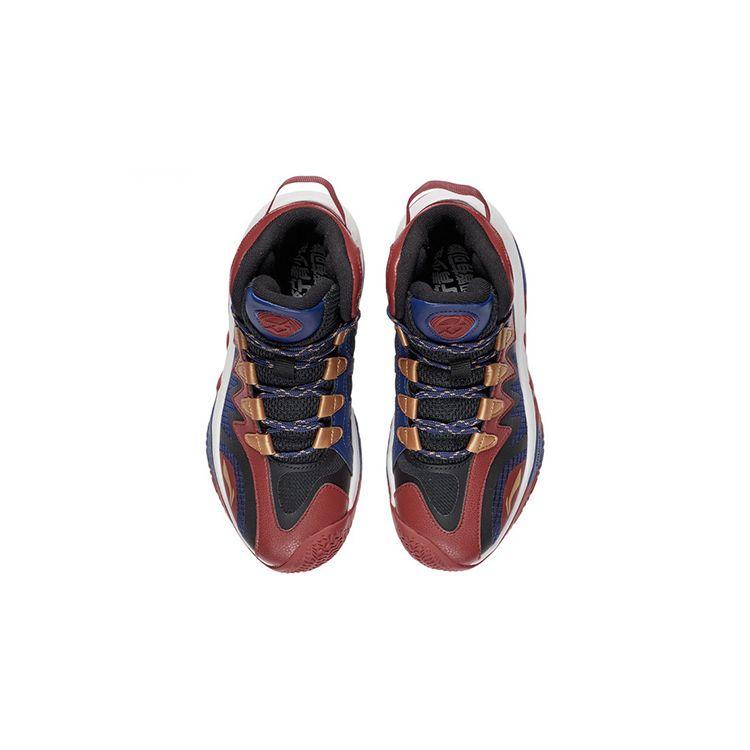 Li Ning Pioneer Team 2.0 Shock Absorbing Basketball Shoes Kids Sneakers Deep-Red Blue YKBS004-3