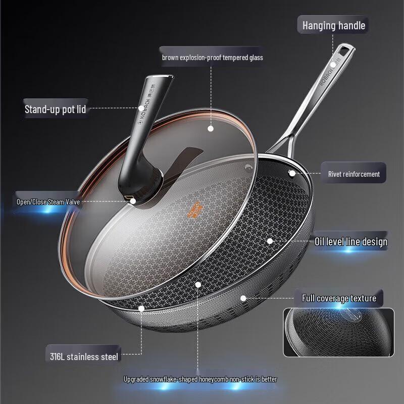 KOBACH 316L Stainless Steel Non-stick Wok
