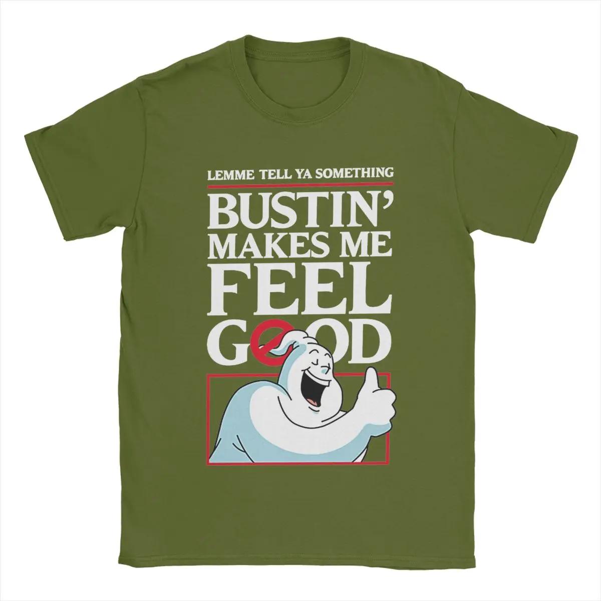 

Bustin Makes Me Feel Good Ghostbuster Movie T Shirts Men s Cotton Fashion T-Shirt Round Collar Tees Short Sleeve Tops 4XL 5XL M