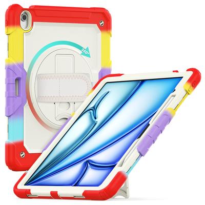 For iPad Air 13 (2025)/(2024) Case Hand Strap Kickstand PC+Silicone Tablet Cover with PET Screen Film