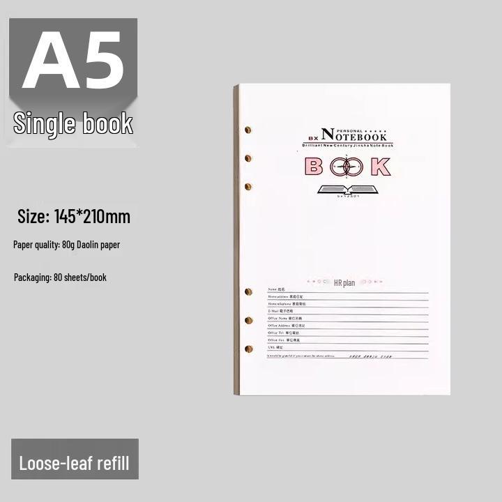 A5 Loose-leaf Leather Notebook Cover for Business Diary