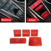 5pcs For Toyota Camry 2018- RED Gear Shift Panel Button Cap Decor Trim Cover