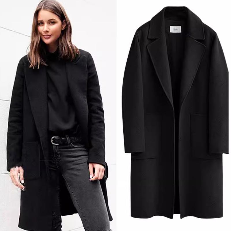 Autumn and Winter Women's Double-sided Coat European and American Long Loose Coat Ladies Coat