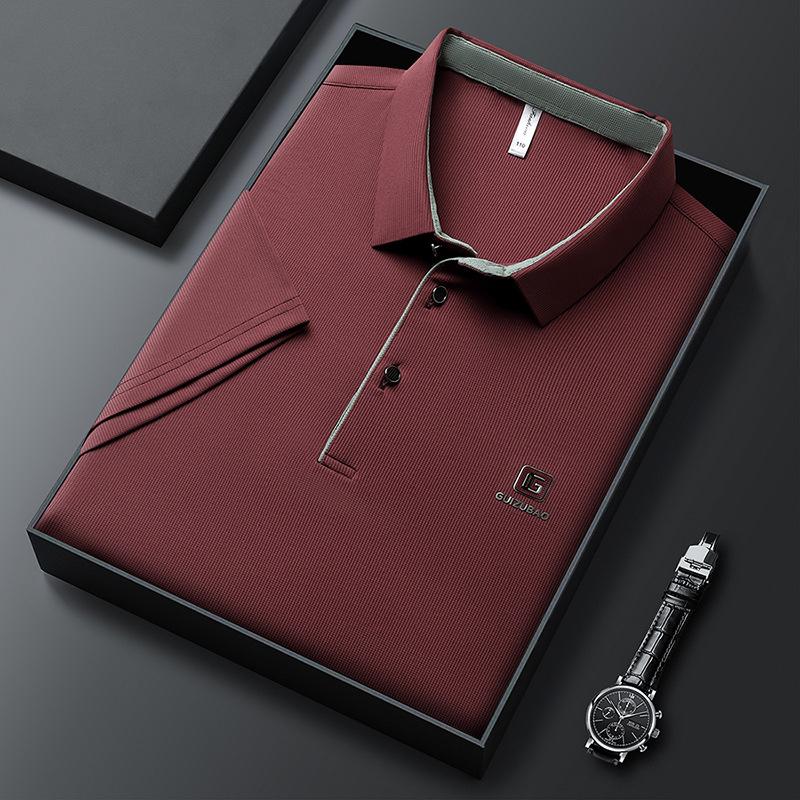 Polo Shirt Men'S High-End Solid Color Pressure Label Men'S Lapel Short-Sleeved T-Shirt