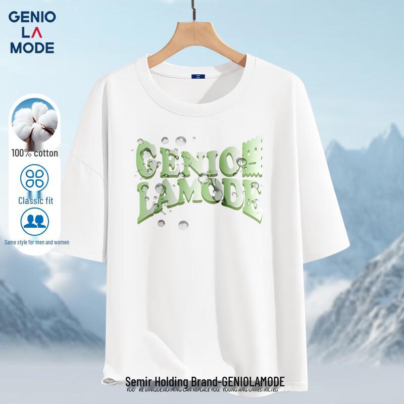GENIOLAMODE Men s Summer Cotton Loose Fit Water Drop Cookie Print T-Shirt M