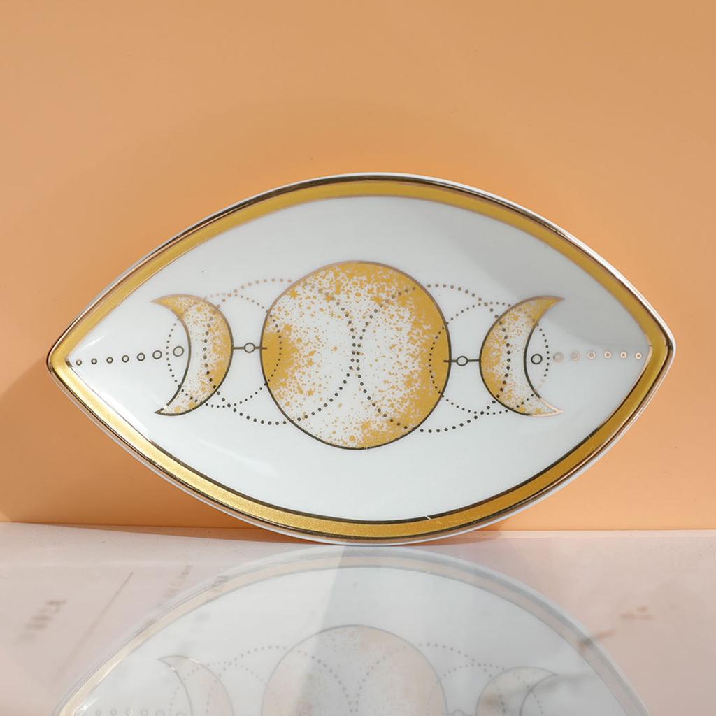 Fashionable Eye Shaped Sturdy Ceramic Jewelry Plate Scratch Resistant Trinkets Tray Accessory for Home Decoration
