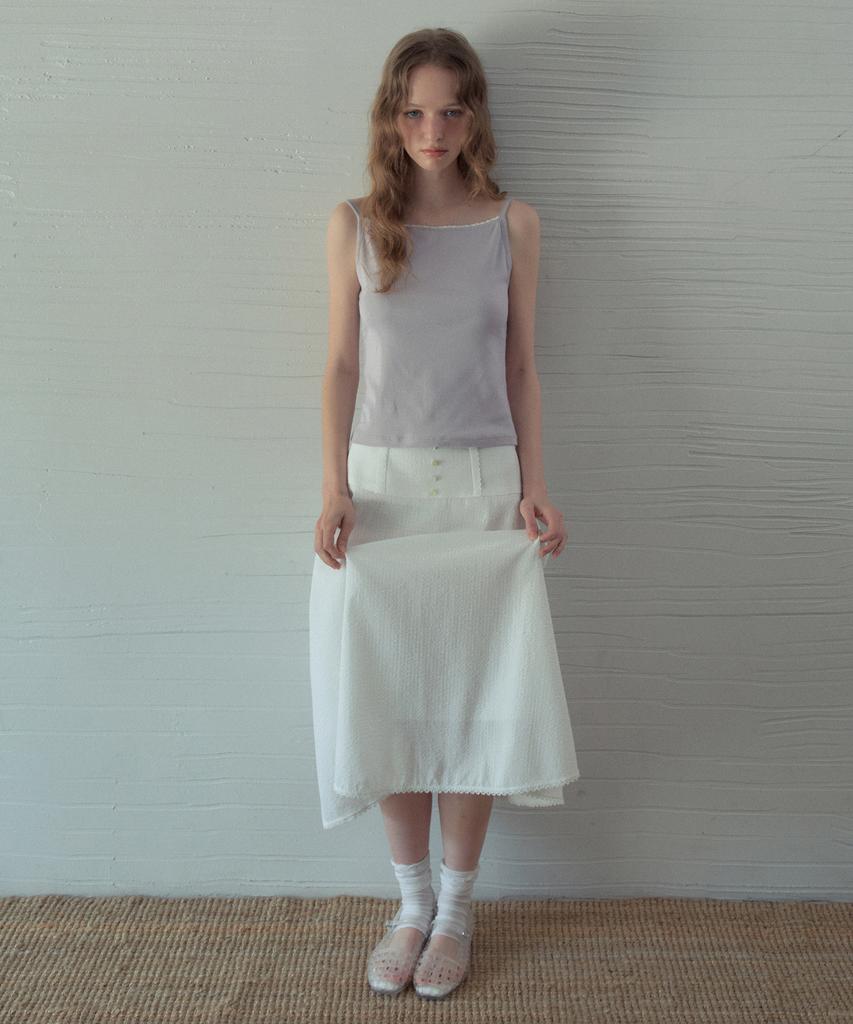 Aueonoseuteljia Beni Lace Check Button Skirt_White(Ob6Sk13)