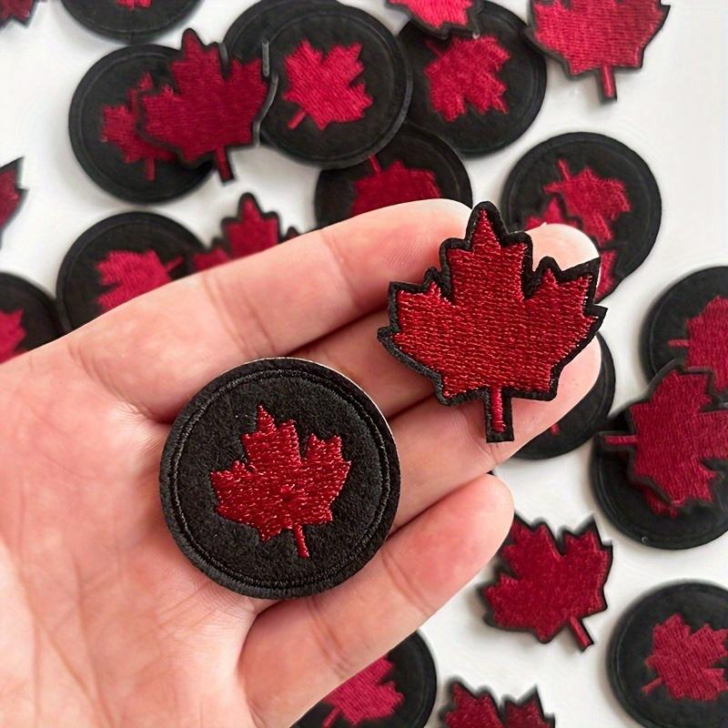 10pcs Mini Black and Red Maple Leaf Embroidery Badge and Decal - Suitable for Decorating Hats, Clothes, Satchels, Interesting Gift for Friends.