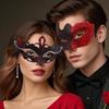 2 Stück Spitzenbemalte Maske Farbverlauf Glitzer Augenmaske Gotisches Elegantes Halbgesichtsmasken-Set Maskenballparty