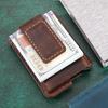 Handmade PoP Up Card Holder Genuine Leather Credit Card and Money Clips Case RFID Blocking Minimalist Wallet with Compartment for Notes
