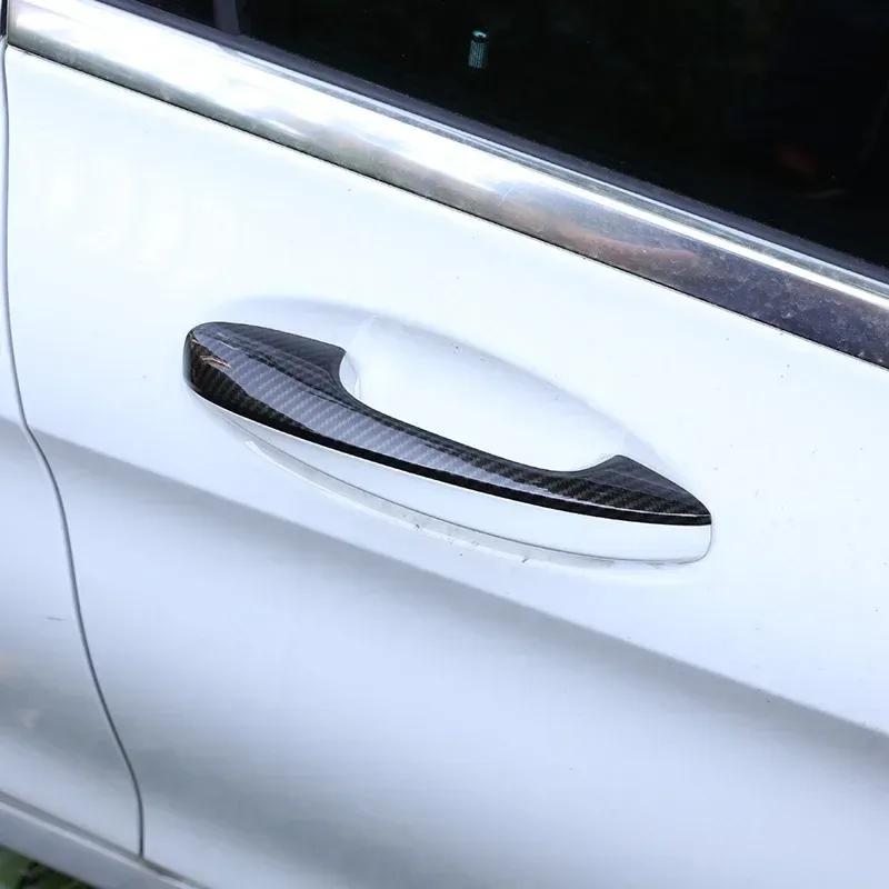 For Mercedes Benz A B C E Class W177 V177 W247 W213 X253 W205 2016-22 ABS Carbon Fiber Car ABS Chrome Door Handle Cover Trim LHD